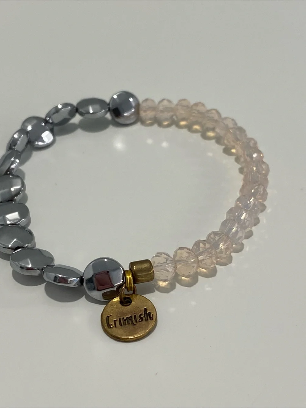 Erimish Beaded Bracelet Stack Set Stretch Layered Gemstone Silvertone Goldtone
